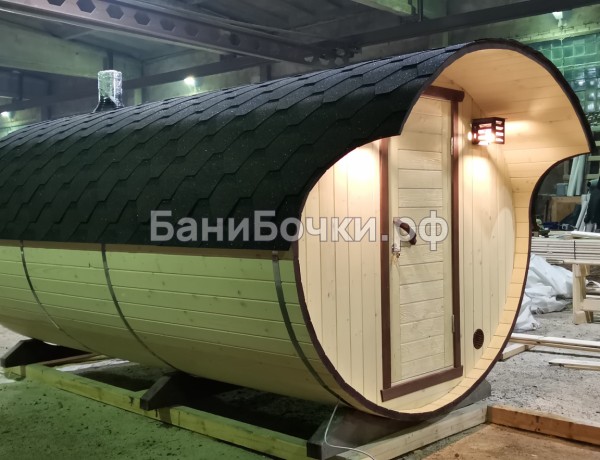 Выставочная овальная баня бочка в Великом Новгороде фото 1