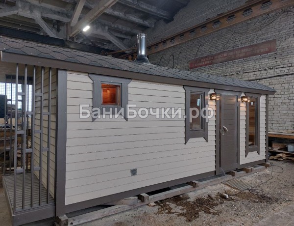 Баня «Округлая» с дровяником 6м №210112 [на продажу] фото 2